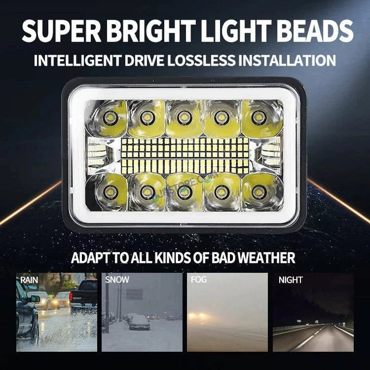 HJG New Model Reflector Lens Headlight Assembly Square 12v 45w 4x6" 5x7" Inch Led Headlights For Jeep, Splendor Headlight Assembly HJG 231200 - HJGstore.com