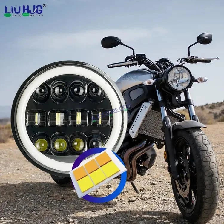 HJG 7 Inch Fashion Design Hi/lo Beam Black Round 7" Headlight 60w H4 Led Headlamp 7inch Drl Led Headlight 231045 2 - HJGstore.com
