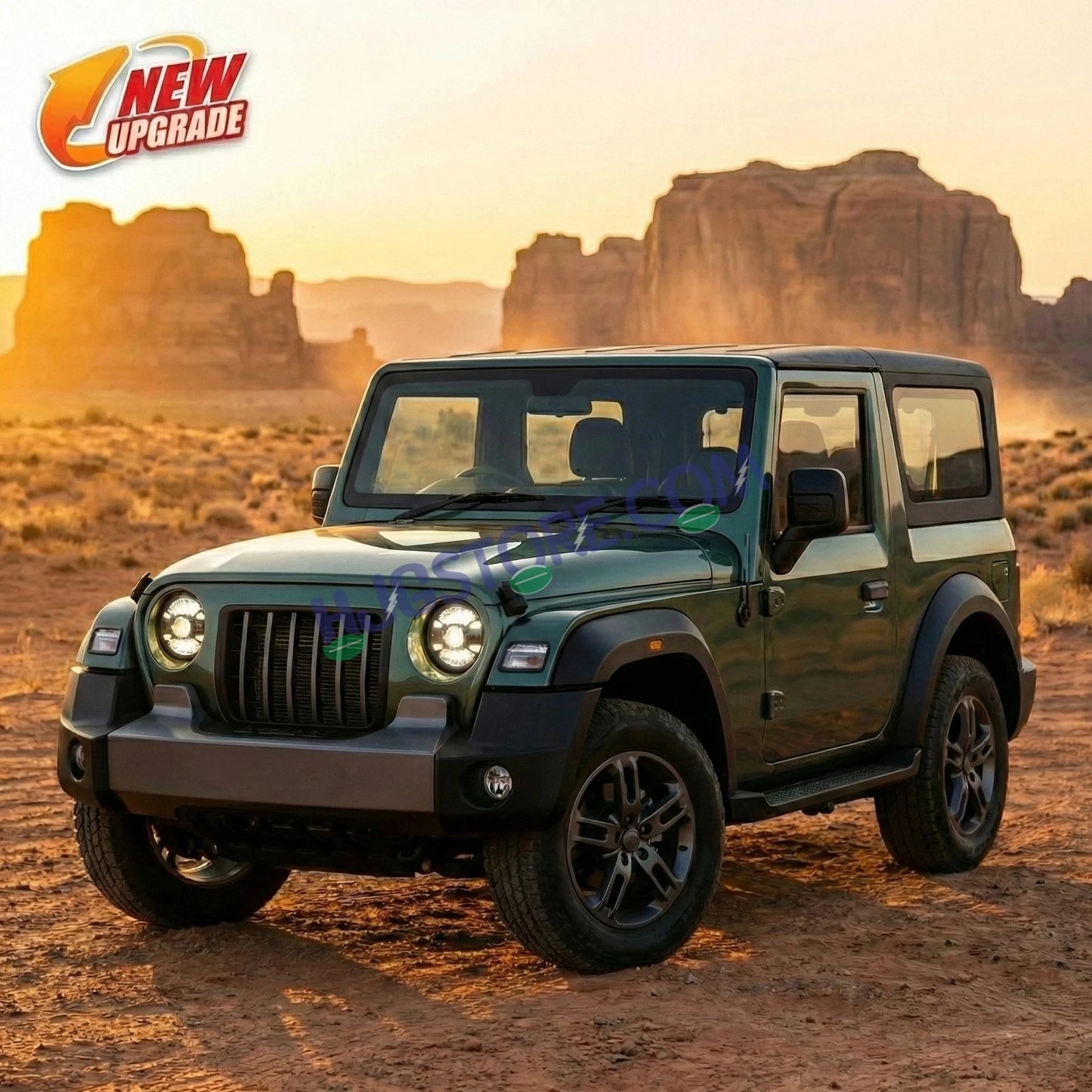 HJG New 4 Dot DRL 100W Projector Ultra Wide 7 Inch Headlight Assembly C-188 White LED Headlight New Model Projector Headlight Assembly for Royal Enfield | 100W CREE/Osram LED Chip Multi color White/Yellow Compatible with Royal Enfield, Jeep, Thar, Gypsy - HJGstore.com