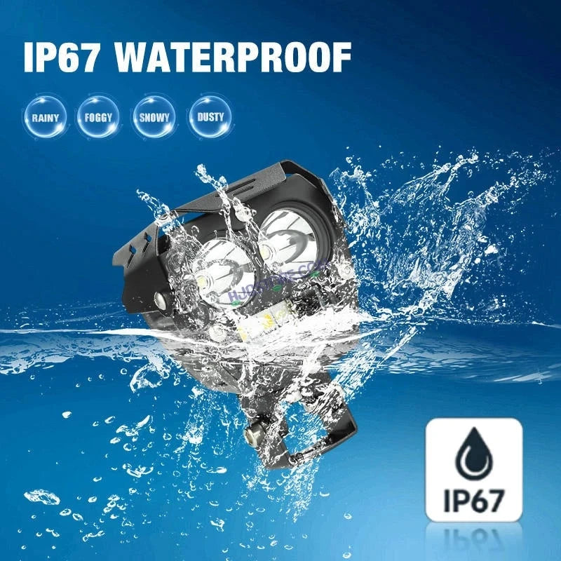 HJG 2 LED Robotic 140W Foglight with Spot and Wide Spread White/Yellow Light 140W Foglight Ultra Wide Dual Intensity LED Driving Fog Lights White/Yellow (2*70W = 140W Total) Universal For All Cars & Bikes LIU HJG Robotic 2 LED 140W Foglight White/Yellow - HJGstore.com