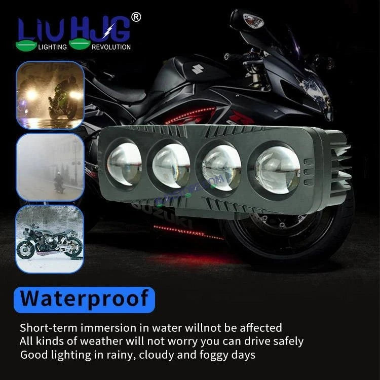 HJG 4 Lens CREE LED Foglight with Red DRL Rectangle 12v Modular Offroad Led Pods Laser Rgb Led Work Light, Set of 2 HJG Foglight - HJGstore.com