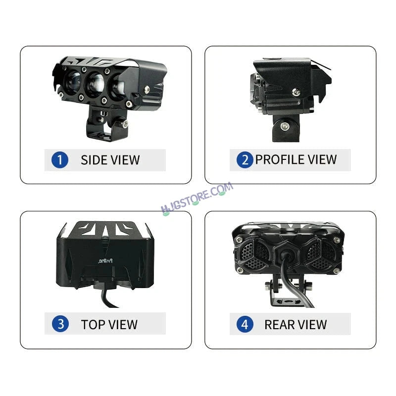 HJG Future Eyes 3 Lens Foglight with Wiring Harness Kit 120W 3 Lens Projector Lens Fog Light 120W Foglight Ultra Wide Dual Intensity LED Fog Lights White/Yellow Universal For All Cars & Bikes LIU HJG Future Eyes 3 Lens Foglight with Wiring Harness Kit - HJGstore.com