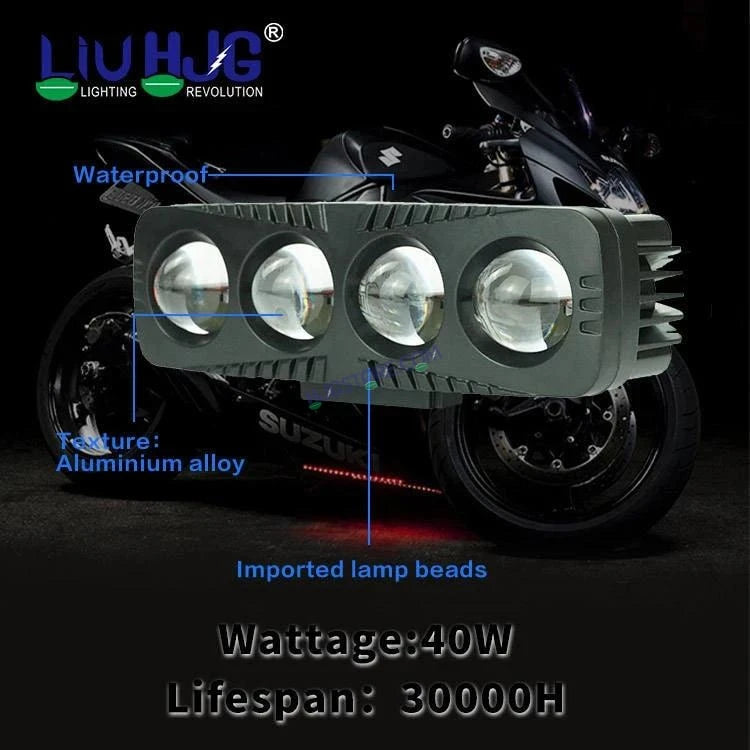 HJG 4 Lens CREE LED Foglight with Red DRL Rectangle 12v Modular Offroad Led Pods Laser Rgb Led Work Light, Set of 2 HJG Foglight - HJGstore.com