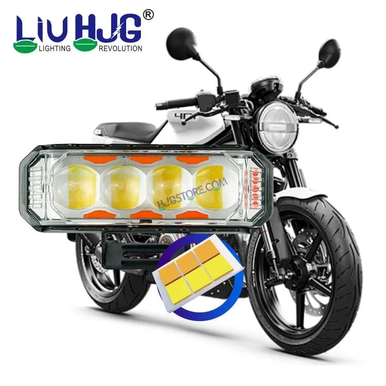 HJG 4 LED Light Bar 2pc with Red Blue Flash Strobe Fog Light for Bikes and Cars High Power, Heavy clamp and Strong aluminum. (4 LED Fog Light Bar Single) White/Yellow, Red Blue Strobe Flash, Pack of 2 - HJGstore.com