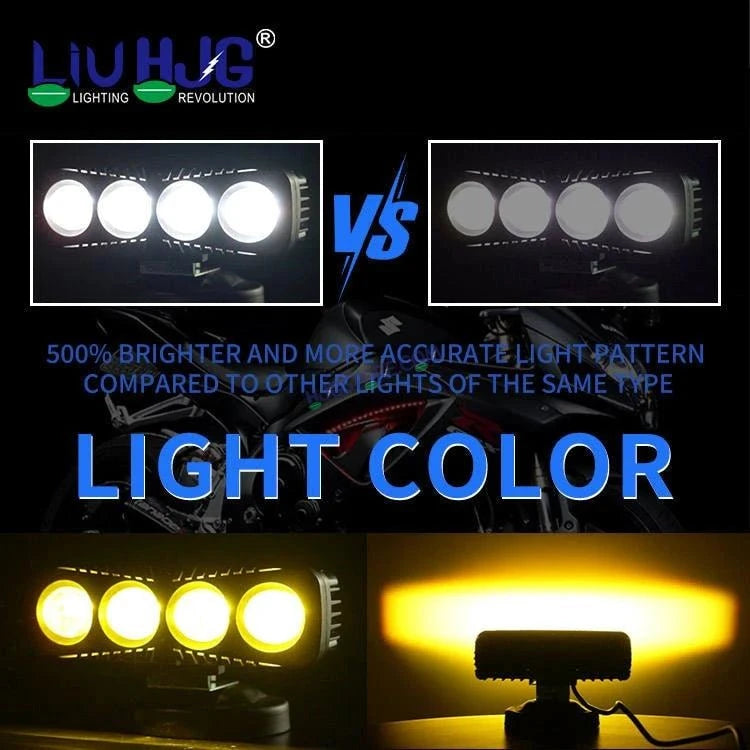 HJG 4 Lens CREE LED Foglight with Red DRL Rectangle 12v Modular Offroad Led Pods Laser Rgb Led Work Light, Set of 2 HJG Foglight - HJGstore.com