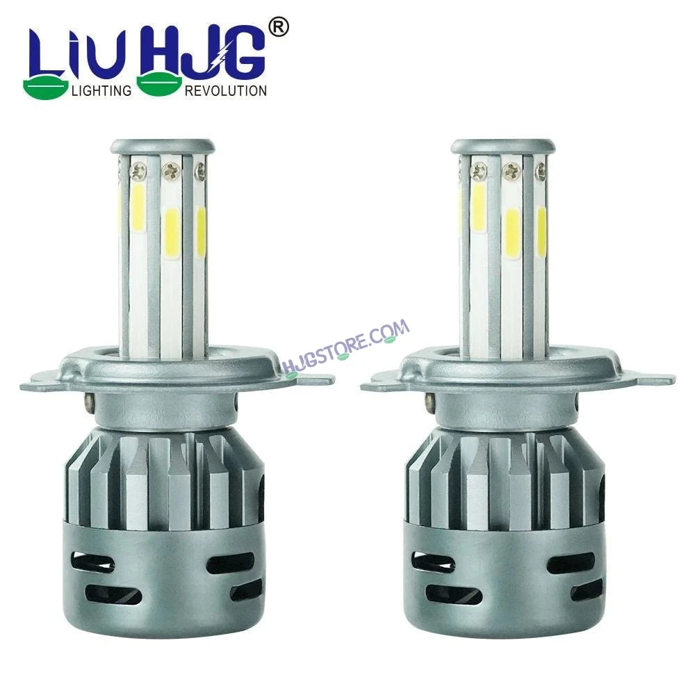 HJG M8 ORIGINAL 100W LED Headlight Bulb H4 For All Motorcycles (Low and High Beam Bulbs (White) AC/DC 100Watt 8 Side Chip) - Type H4 Hi/Lo - HJGstore.com