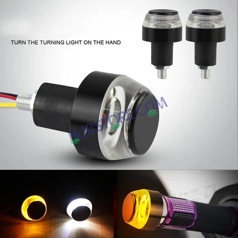 HJG Handle Light White/Yellow Motorcycle Handlebar Light White Yellow Bike Turn Signals Waterproof Flexible Blinker Bright LED Handlebar Light Universal For All Bike Models Motorcycle Handle Light LIU HJG Handle Light, Universal for All Bikes, Pack of 2 - HJGstore.com