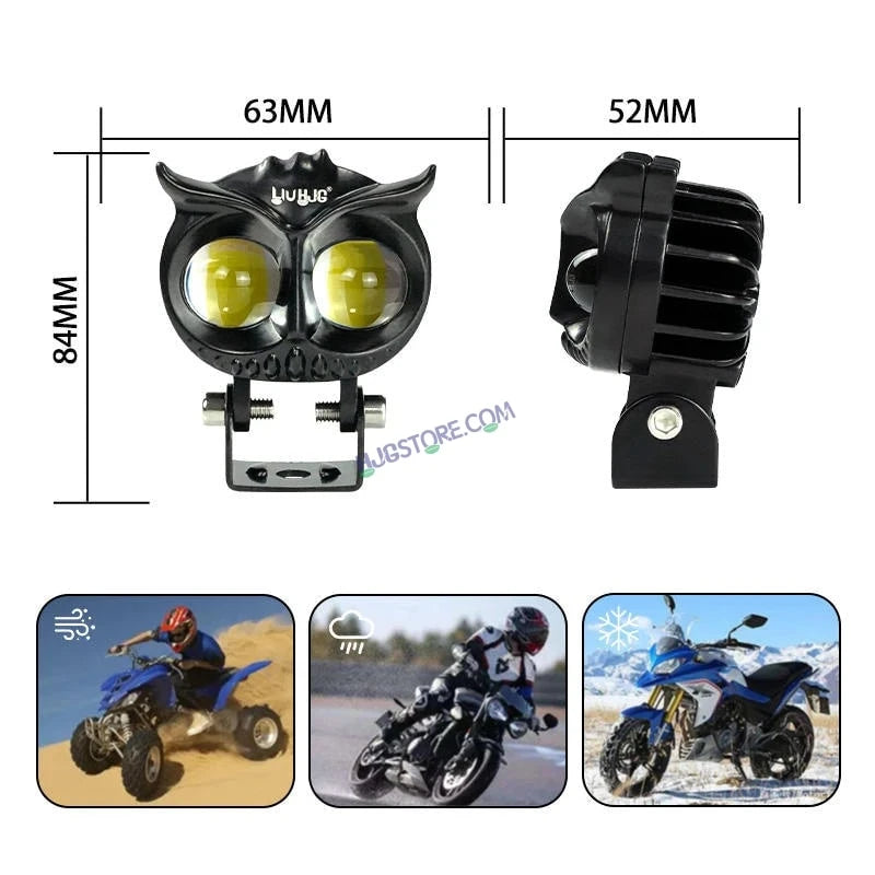 HJG New Model Owl Fog Light For Bike/Car/Thar/Jeep ( Cool White, 40W each * 2 = 80W Total ) - Pack of 2 - HJGstore.com