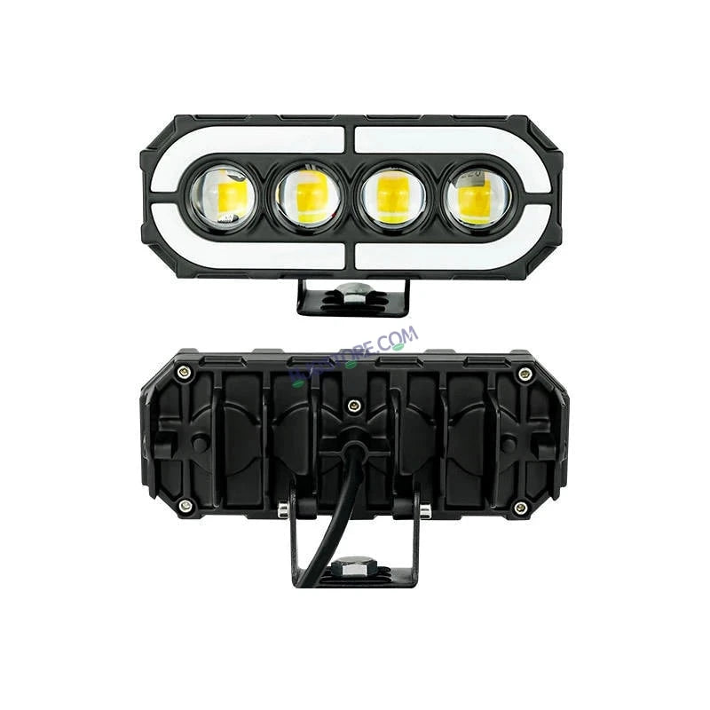 HJG 4 Lens with RGB Ring DRL 4 Projector Lens 2pc Foglight with RGB Ring 4 LED Projector Fog 120W with RGB DRL Foglight Ultra Wide Dual Intensity LED Fog Lights White/Yellow/RGB DRL Projector (120W) Universal For All Cars & Bikes LIU HJG 4 Lens RGB Ring - HJGstore.com