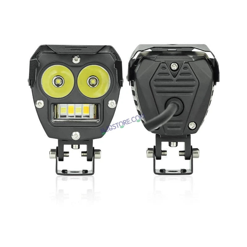 HJG 2 LED Robotic 140W Foglight with Spot and Wide Spread White/Yellow Light 140W Foglight Ultra Wide Dual Intensity LED Driving Fog Lights White/Yellow (2*70W = 140W Total) Universal For All Cars & Bikes LIU HJG Robotic 2 LED 140W Foglight White/Yellow - HJGstore.com
