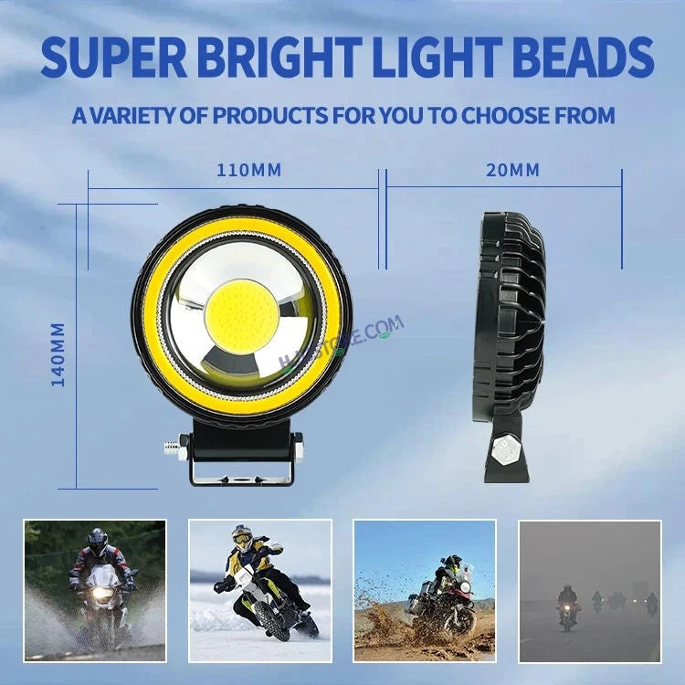 HJG Single LED New Model Round Fog Light 60W LIU HJG Round Fog Light with Red DRL For Universal For Bike Universal For Car (Set of 2) 60W HJG Round Foglight with Red DRL, Flash Mode - HJGstore.com