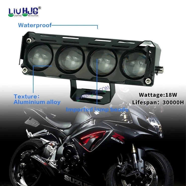 HJG 4 Lens Without Fan NEW MEGA DRIVE Fog Light 60W For Bike/Car/Thar/Jeep ( Cool White, Yellow, Warm White, Red DRL, Flash ) - Pack of 2 Future Eyes 4 Lens with Red DRL HJG - HJGstore.com
