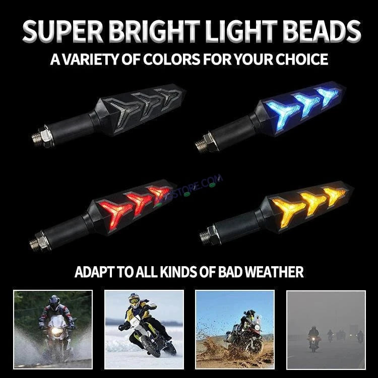 HJG Waterproof Flexible Arrow Running Style Blinker Bright LED Indicators Universal For All Bike Models Motorcycle Turn Signal Lights - HJGstore.com