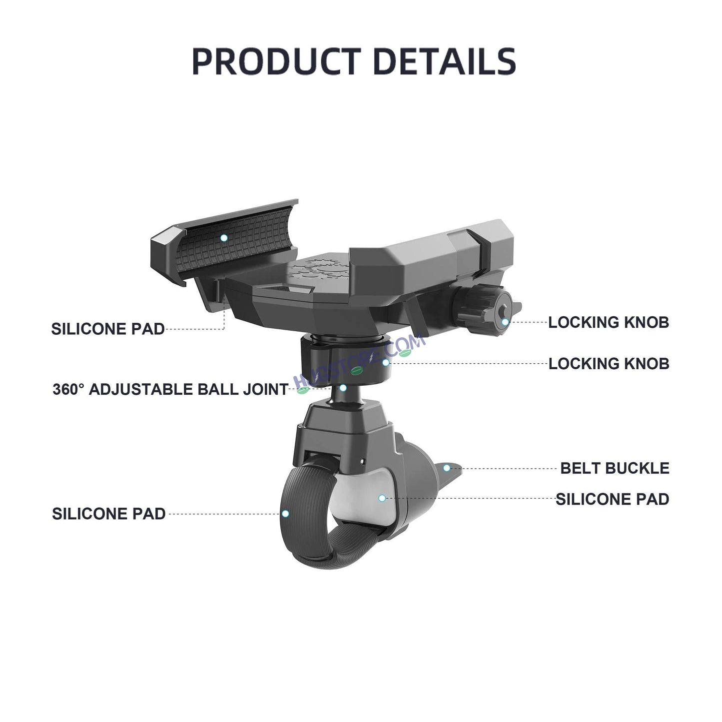 HJG Compact Pro 7579 Type-C Shockproof Mobile Holder with Jaw Grip Damper Anti Vibration with Type-C USB Charger for Bike, Two Wheelers Universal HJG Mobile Holder Pro 7579 Anti-Shake Anti-Theft Zero Vibration Shockproof Mobile Holder with Type-C Charger - HJGstore.com