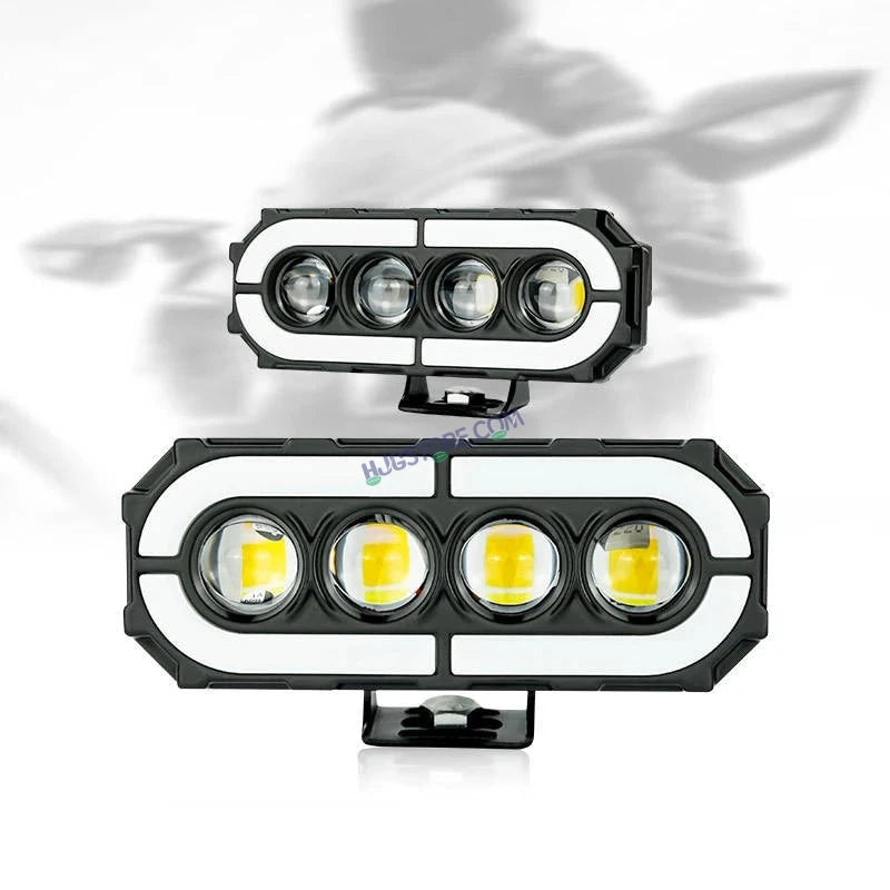 HJG 4 Lens with RGB Ring DRL 4 Projector Lens 2pc Foglight with RGB Ring 4 LED Projector Fog 120W with RGB DRL Foglight Ultra Wide Dual Intensity LED Fog Lights White/Yellow/RGB DRL Projector (120W) Universal For All Cars & Bikes LIU HJG 4 Lens RGB Ring - HJGstore.com