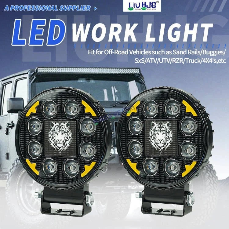 HJG 8 LED Tiger Round New Model Fog Light 60W LIU HJG Round Tiger Fog Light with DRL For Universal For Bike Universal For Car (Set of 2) 60W HJG - HJGstore.com