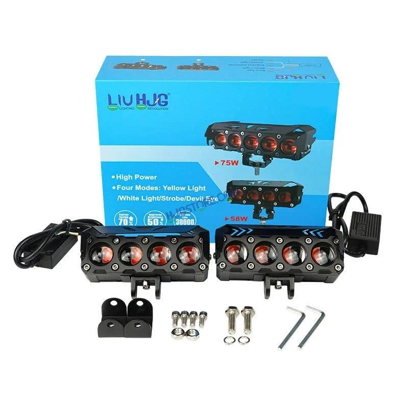 HJG Future Eyes 4 Lens 120W 4 Lens MEGA DRIVE Fog Light For Bike/Car/Thar/Jeep ( Cool White, 60W each * 2 = 120W Total ) - Pack of 2 Future Eyes 4 Lens - HJGstore.com