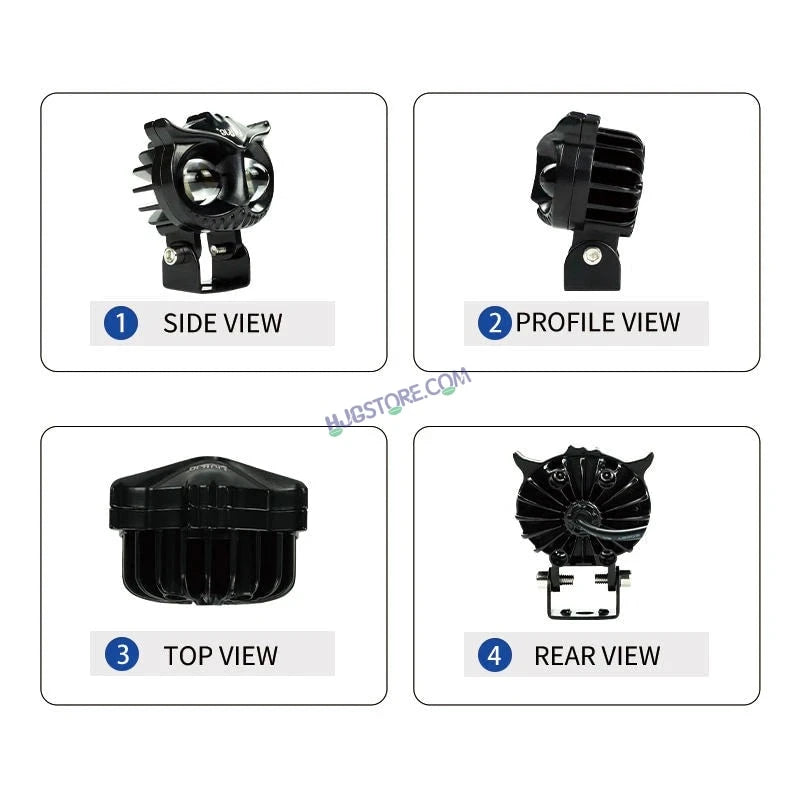 HJG New Model Owl Fog Light For Bike/Car/Thar/Jeep ( Cool White, 40W each * 2 = 80W Total ) - Pack of 2 - HJGstore.com