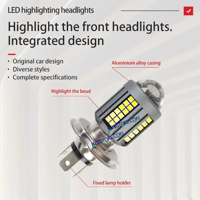 HJG H4 Lens New Model White Yellow LED Headlight Bulb H4 For All Motorcycles (Low and High Beam Bulbs (White) White Yellow 50W Lens) - Type H4 - HJGstore.com