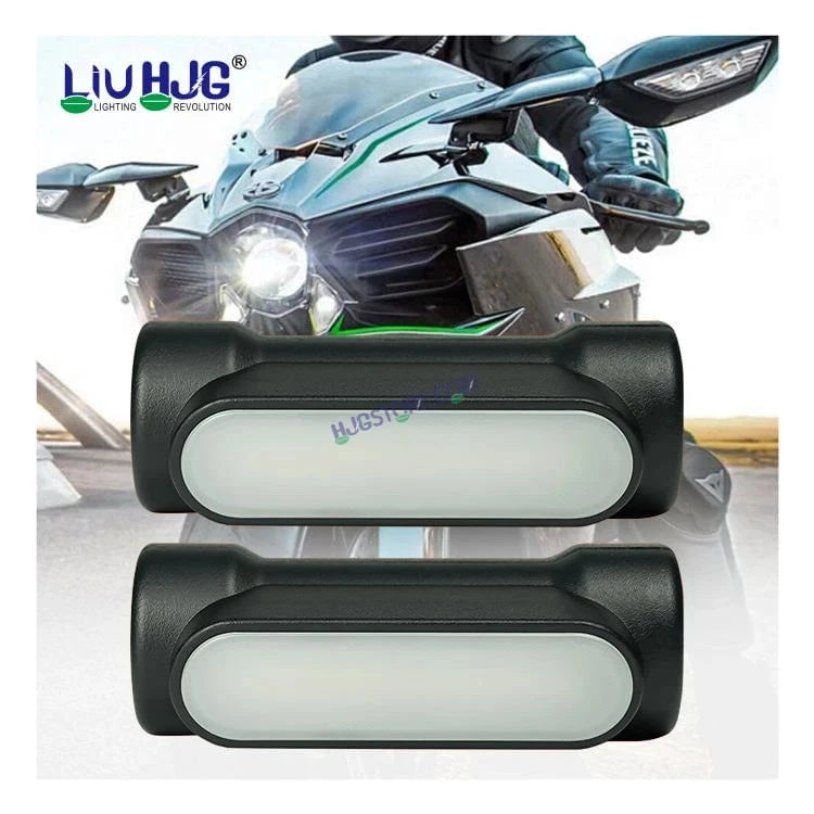 HJG Leg Guard LED DRL Turn Signal Indicator Hazard Lights Crash Bar for Motorcycles (White/Yellow, Red/Yellow, Blue/Yellow) LIU HJG Leg Guard DRL - HJGstore.com