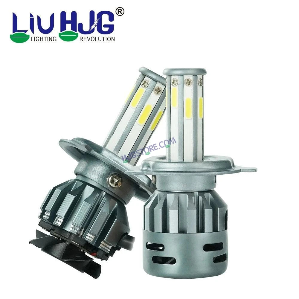 HJG M8 ORIGINAL 100W LED Headlight Bulb H4 For All Motorcycles (Low and High Beam Bulbs (White) AC/DC 100Watt 8 Side Chip) - Type H4 Hi/Lo - HJGstore.com