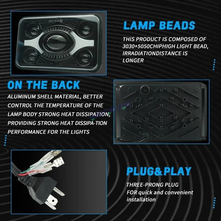 HJG DOT Approved High Beam LED Headlamp High Brightness 4x6 Inch Rectangular LED Headlight 231214 HJG - HJGstore.com
