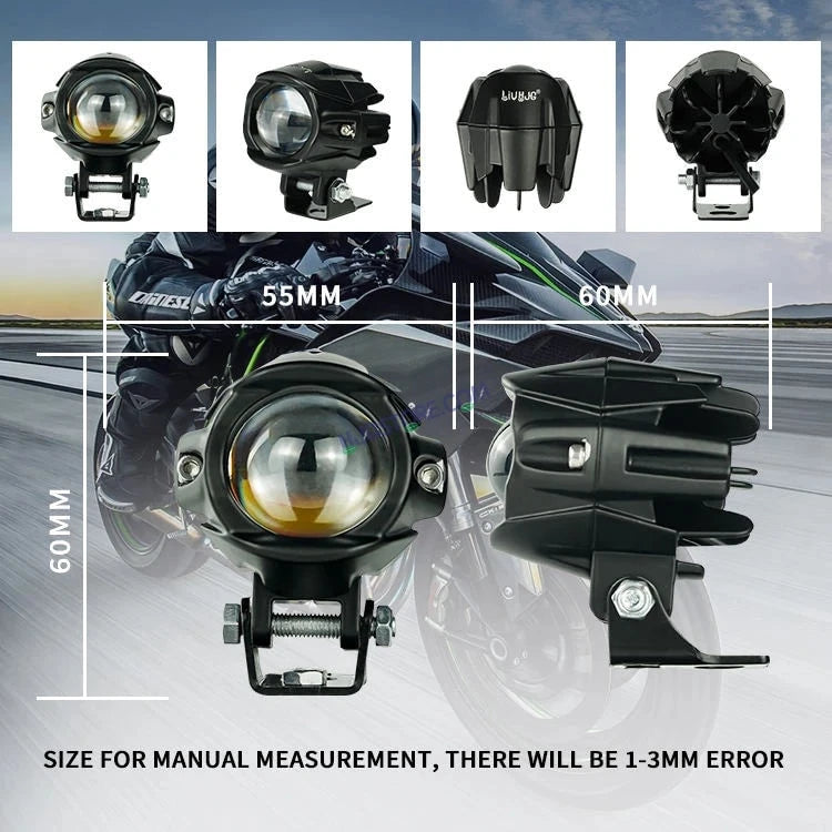 HJG New Model Alien Projector LED Fog Light Dual Shot 80W Fog Light For Bike/Car/Thar/Jeep ( Cool White/Yellow with Red DRL, 40W each * 2 = 80W Total ) - Pack of 2 - HJGstore.com