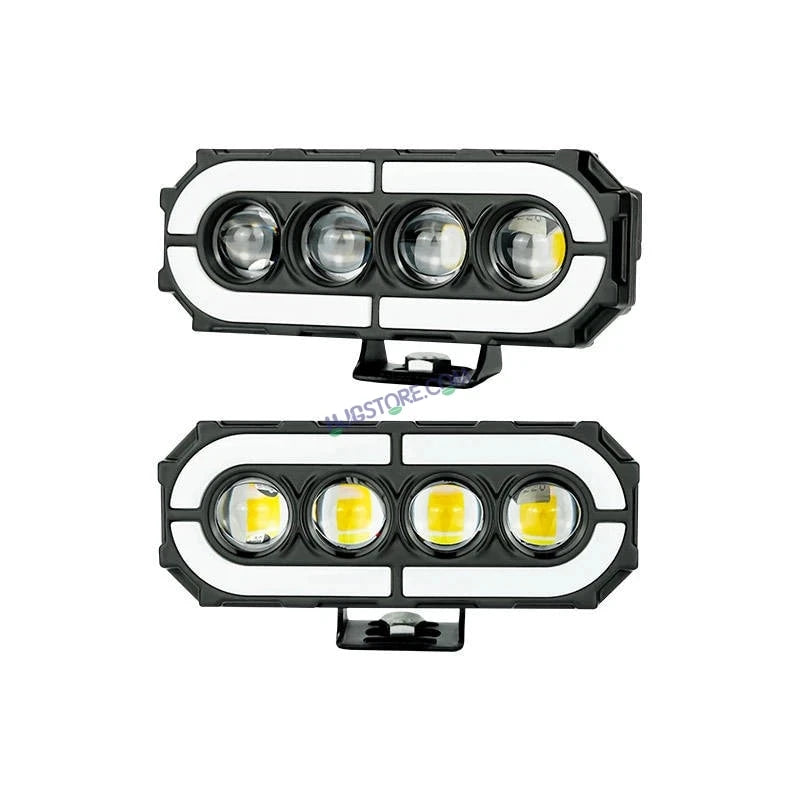 HJG 4 Lens with RGB Ring DRL 4 Projector Lens 2pc Foglight with RGB Ring 4 LED Projector Fog 120W with RGB DRL Foglight Ultra Wide Dual Intensity LED Fog Lights White/Yellow/RGB DRL Projector (120W) Universal For All Cars & Bikes LIU HJG 4 Lens RGB Ring - HJGstore.com
