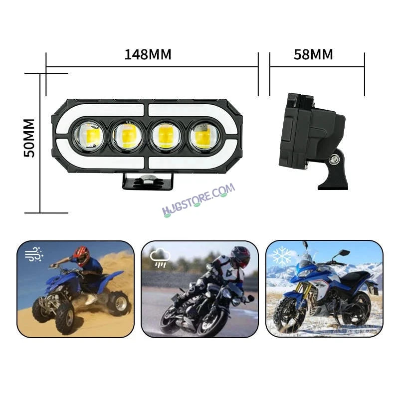 HJG 4 Lens with RGB Ring DRL 4 Projector Lens 2pc Foglight with RGB Ring 4 LED Projector Fog 120W with RGB DRL Foglight Ultra Wide Dual Intensity LED Fog Lights White/Yellow/RGB DRL Projector (120W) Universal For All Cars & Bikes LIU HJG 4 Lens RGB Ring - HJGstore.com