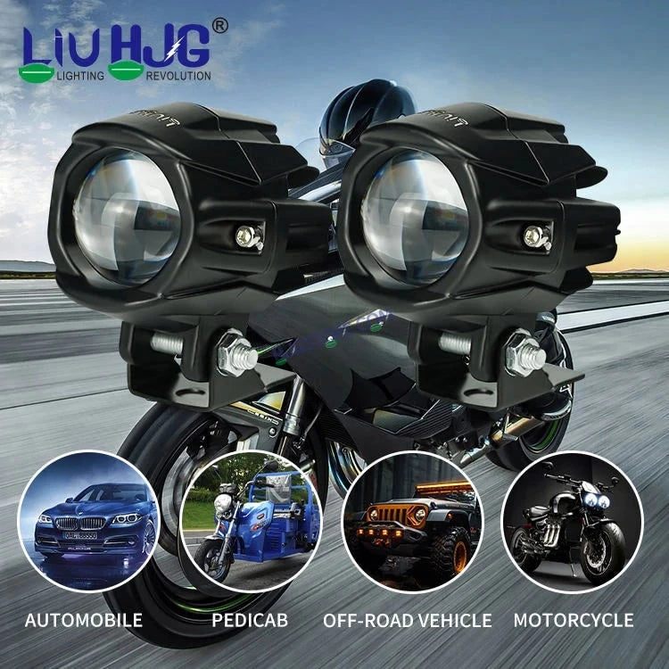 HJG New Model Alien Projector LED Fog Light Dual Shot 80W Fog Light For Bike/Car/Thar/Jeep ( Cool White/Yellow with Red DRL, 40W each * 2 = 80W Total ) - Pack of 2 - HJGstore.com