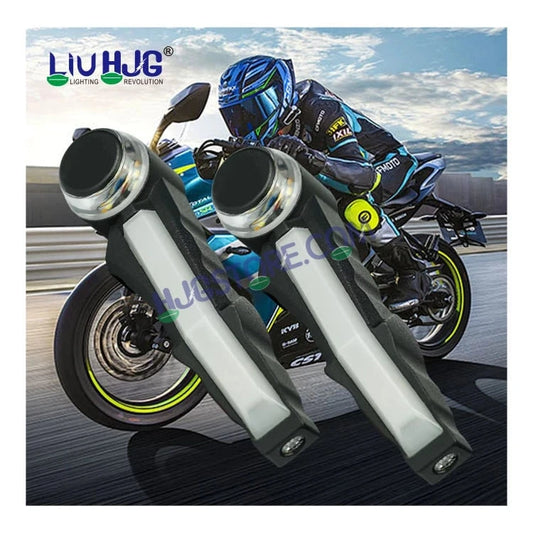 HJG Knuckle Guard with Handle Light Combo with White/Blue/Red DRL Mode and Running Yellow Turn Signals Universal for Motorcycles for Hand Protection Red DRL/White/Running Yellow Turn Signal Universal For All Bikes LIU HJG Knuckle Guard Hand Guard with DRL - HJGstore.com