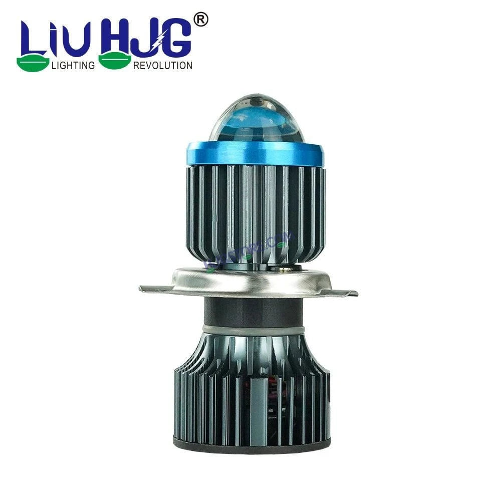 HJG H4 Lens White Yellow LED Headlight Bulb H4 Metallic Body For All Motorcycles, Car, SUV (Low and High Beam Bulbs (White) White Yellow 50W Lens) - Type H4 - HJGstore.com