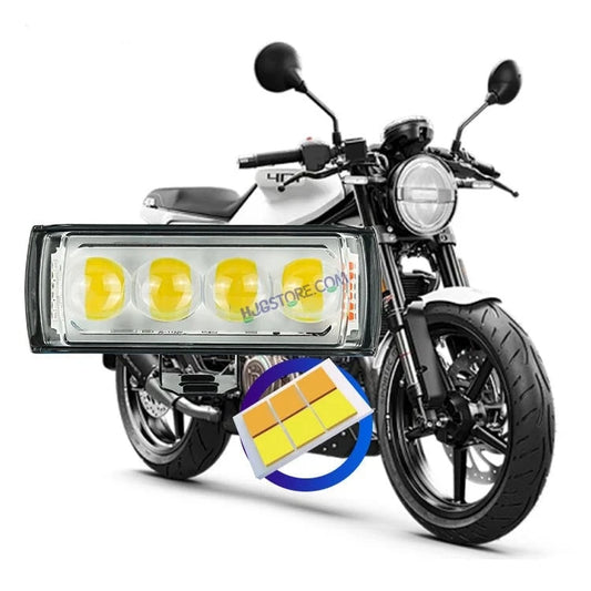 HJG 4 LED Light Bar with Red Blue Flash Strobe Fog Light for Bikes and Cars High Power, Heavy clamp and Strong aluminum. (4 LED Fog Light Bar Single) White/Yellow, Red Blue Strobe Flash - HJGstore.com