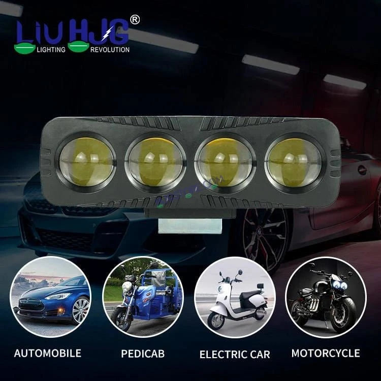 HJG 4 Lens CREE LED Foglight with Red DRL Rectangle 12v Modular Offroad Led Pods Laser Rgb Led Work Light, Set of 2 HJG Foglight - HJGstore.com