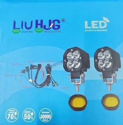 Original HJG 4x4 Mini CREE LED 40W Mini CREE Fog Light Auxiliary Light For All Motorcycles With Wiring Harness, Switch & Yellow Filter Cap - HJGstore.com
