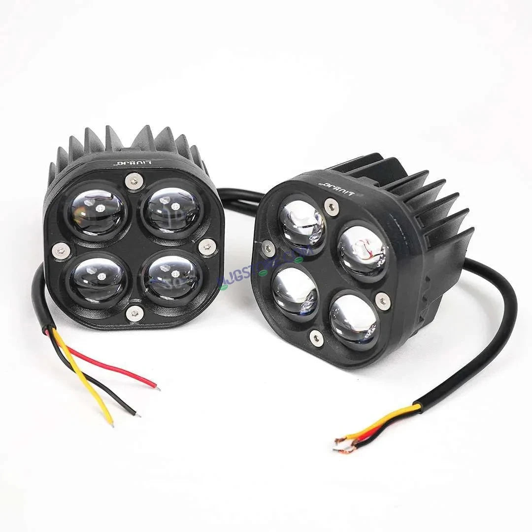 HJG 4X4 CREE Original (2 in 1) Fog Light 120W (White + Yellow) with Kit 4 LED Laser Spotlight For Bike/Car/Thar/Jeep (Pair) White/Yellow - HJGstore.com