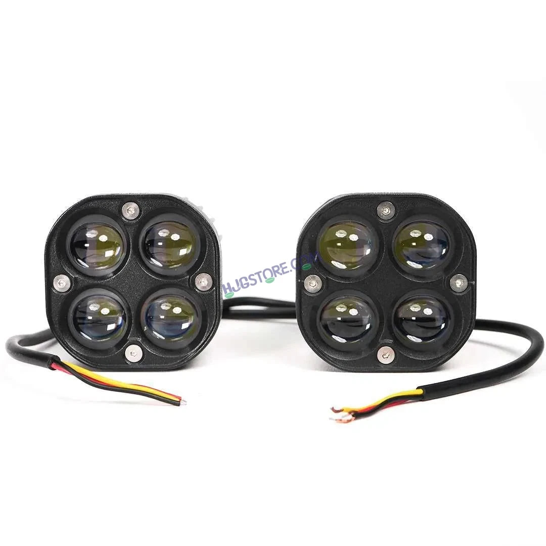 HJG 4X4 CREE Original (2 in 1) Fog Light 120W (White + Yellow) with Kit 4 LED Laser Spotlight For Bike/Car/Thar/Jeep (Pair) White/Yellow - HJGstore.com