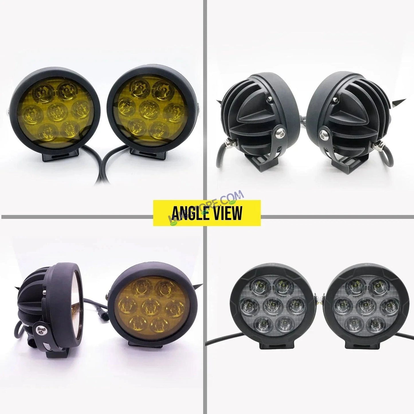 HJG Original 140W Dual Color Yellow/White LED Fog Lights with Yellow Filter Cap Waterproof Light for Bikes, Cars, Jeeps Yellow Filter Cap - HJGstore.com