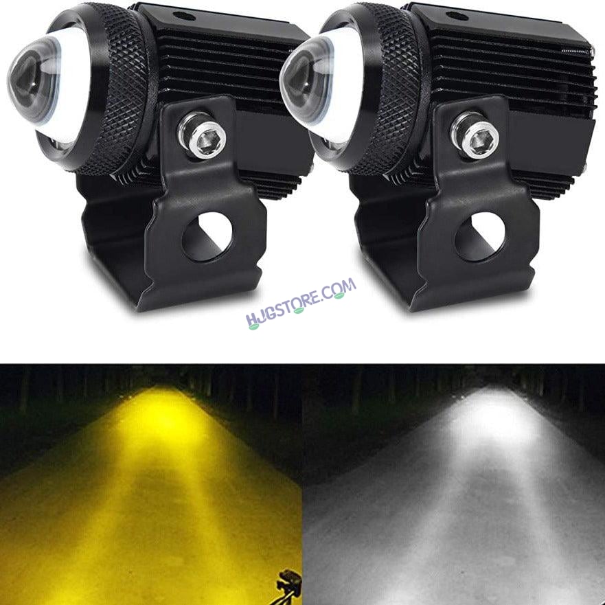 Original HJG Mini Drive LED Fog Light Bulb Lamp For Cars and Motorcycles Dual Color (White & Yellow) With Cooling Fan 2Pcs - HJGstore.com
