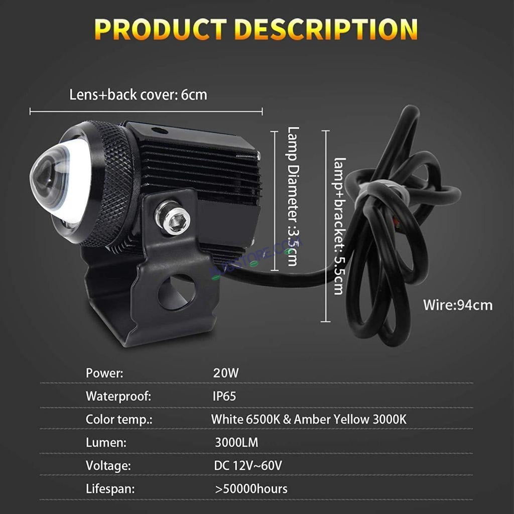 HJG Mini Drive Fog Light with Universal Fit for All Cars and Bikes (Hjg Original) - Yellow/ White - HJGstore.com