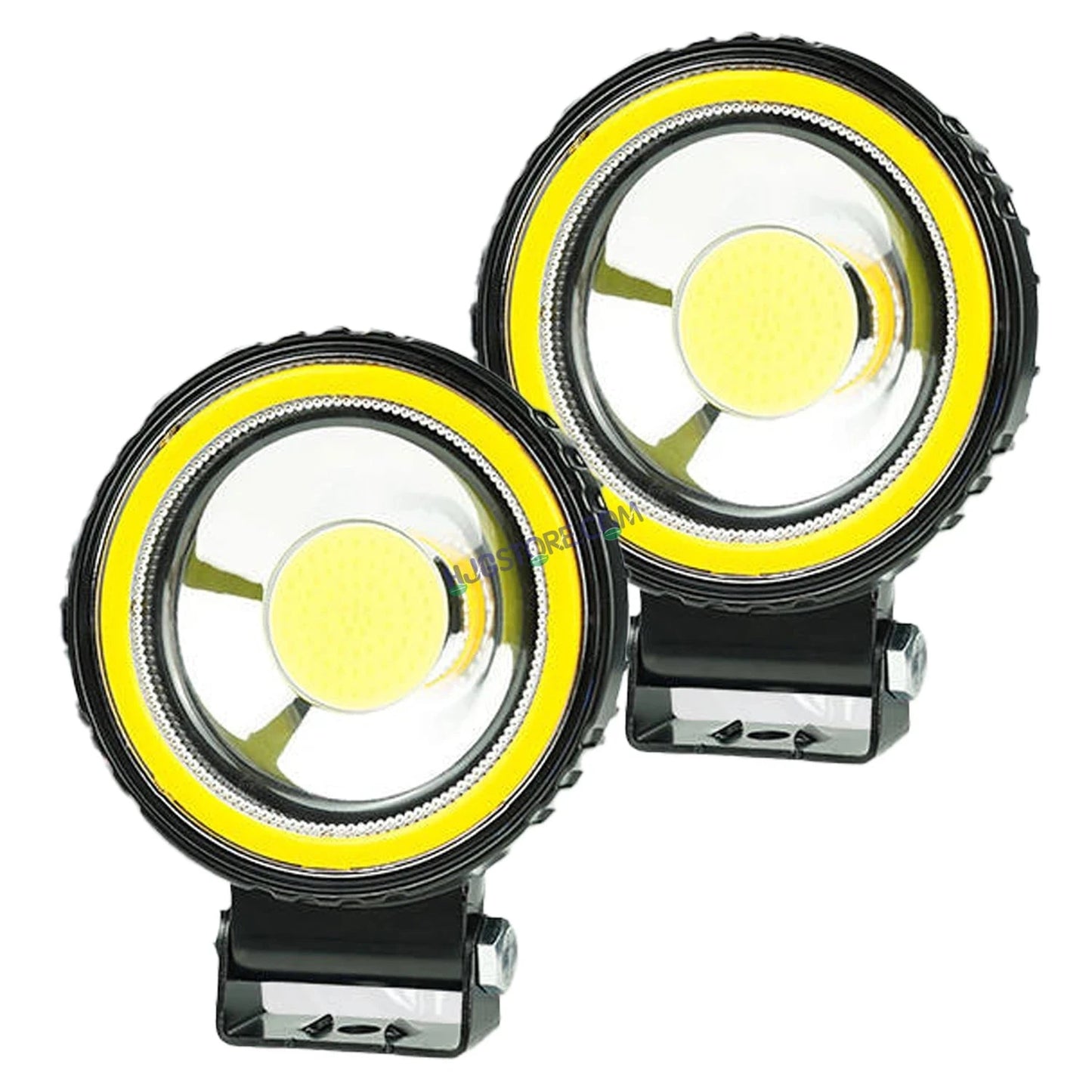 HJG Single LED New Model Round Fog Light 60W LIU HJG Round Fog Light with Red DRL For Universal For Bike Universal For Car (Set of 2) 60W HJG Round Foglight with Red DRL, Flash Mode - HJGstore.com