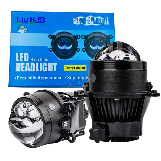 HJG 3 Inch Bi LED Car Projector 140W H8/H9/H11/H16 Foglight with Laser Spot and Wide Spread Red DRL/White/Yellow/Warm White Light 140W Foglight Ultra Wide Dual Intensity LED Driving Fog Lights 3000K/4300K/6500K Universal For All Cars & Bikes H8/H9/H11/H16 - HJGstore.com