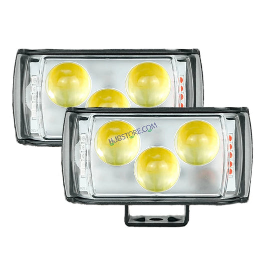 HJG 3 LED Projector Light Bar Fog Light 2pc with Triangular Lens Design 2pc with Red Blue Flash Strobe Fog Light for Bikes and Cars High Power, Heavy clamp and Strong aluminum.(3 LED Fog Light Bar Double) White/Yellow, Red Blue Strobe Flash, Pack of 2 - HJGstore.com