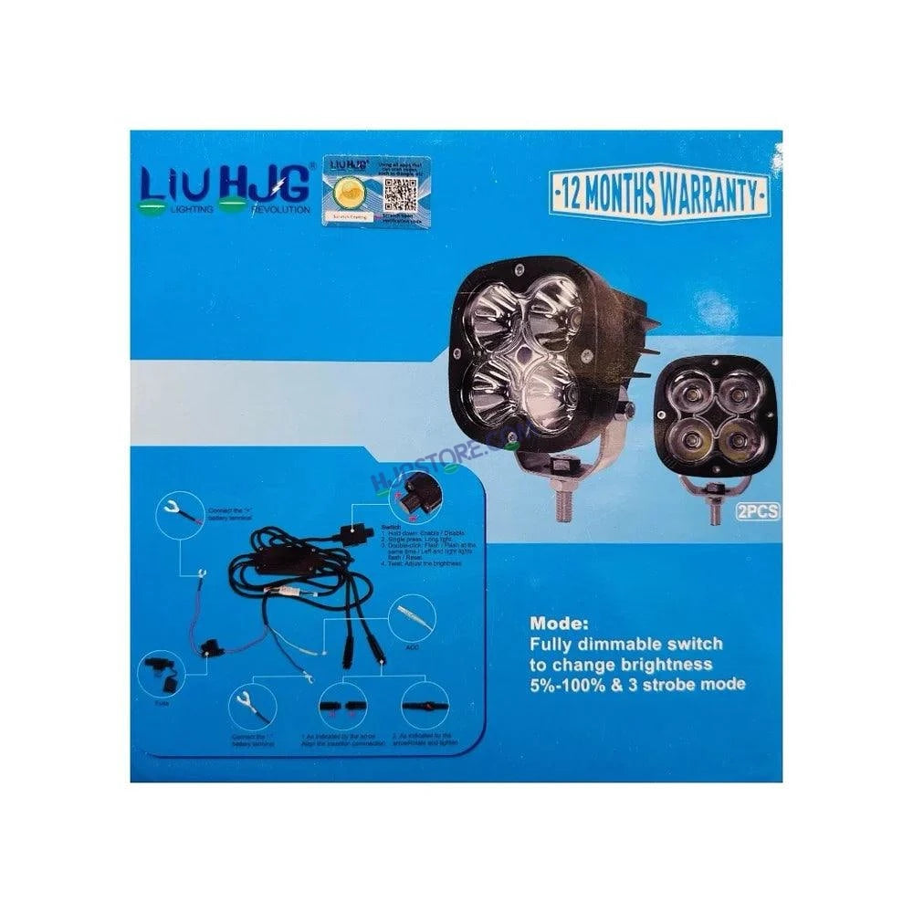 Original HJG 4x4 LED with Brightness Controller Switch Fog Light: 120W-12V White, Yellow Filter Cap - HJGstore.com