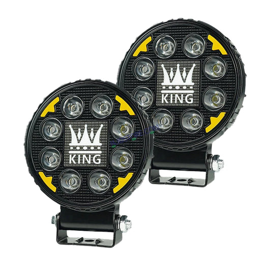 HJG 8 LED New Model KING Fog Light 60W LIU HJG Round Fog Light with DRL For Universal For Bike Universal For Car (Set of 2) 60W HJG KING Round Foglight with Red DRL, Flash Mode - HJGstore.com