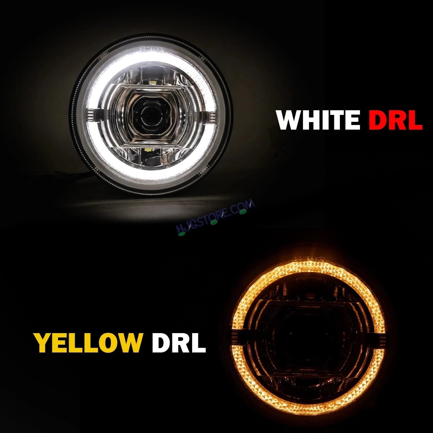 HJG New 90W Projector Ultra Wide 7 Inch Headlight Assembly C-256 90W White LED Headlight New Model Projector Lens Headlight Assembly for Royal Enfield | 80-100W CREE/Osram LED Chip Multi color White/Yellow Compatible with Royal Enfield, Jeep, Thar, Gypsy - HJGstore.com