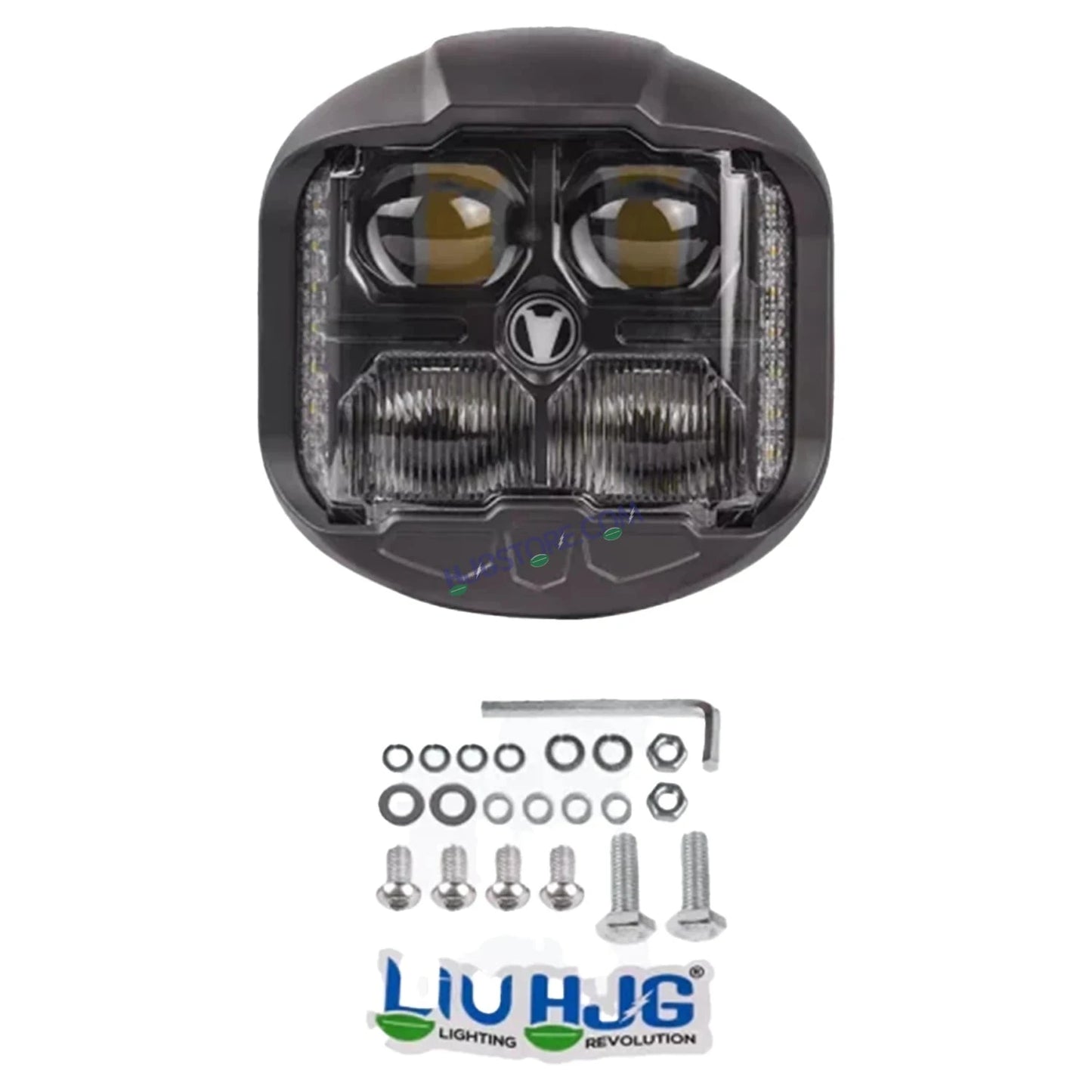 HJG Original Gods Eye GodsEye Helao 4 LED 2.0 White/Red Off Road 7 inch 120W LED Headlight Spot Light Fog Light Universal For Bike, Truck, Jeep, Thar Car Bike Led Headlights Lights Led Fog Lights For Motorcycle Car SUV Lights, Pack of 1 LIU HJG GodsEye - HJGstore.com