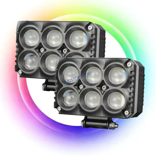 HJG M Series RGB DRL 6x6 Projector Lens 2pc Foglight with RGB DRL Modes 6x6 LED Projector Fog Lens 60W with RGB DRL Foglight Ultra Wide Dual Intensity LED Fog Lights White/Yellow/RGB DRL Projector (60W) Universal For All Cars & Bikes LIU HJG RGB Fog Light - HJGstore.com