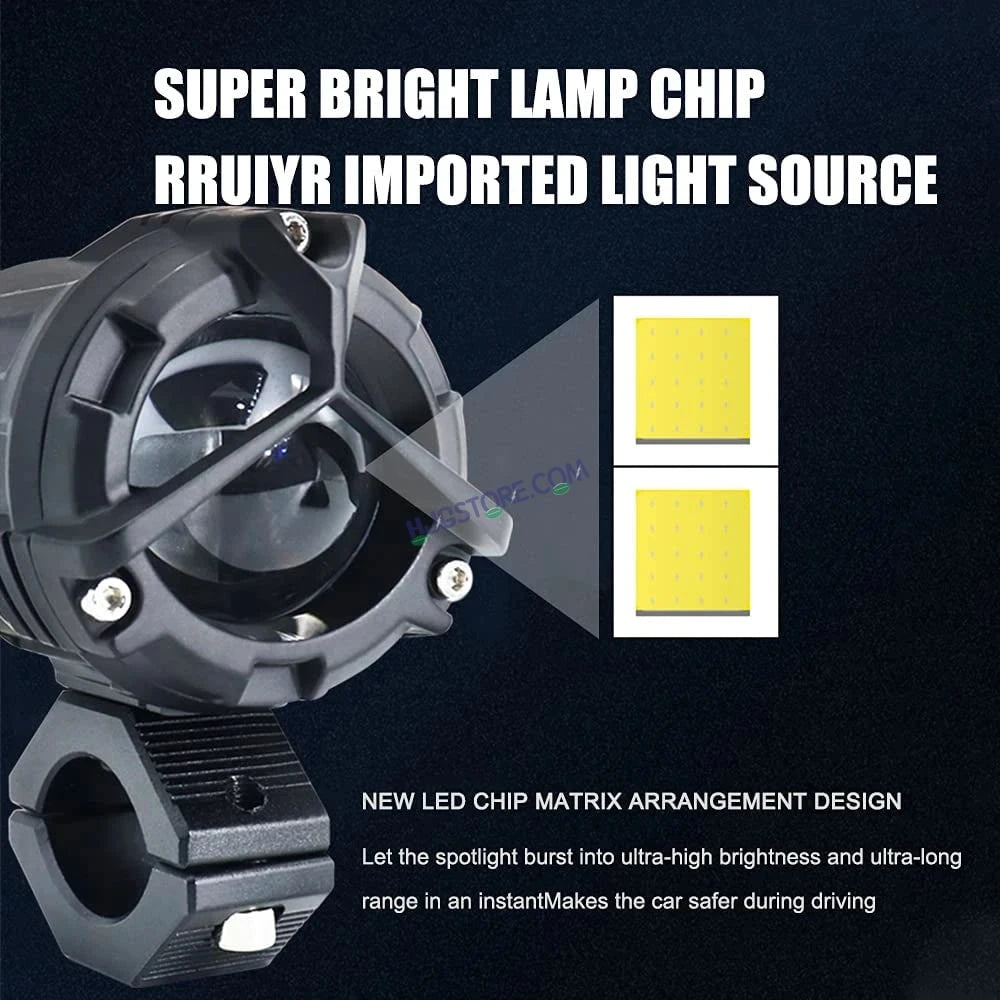 HJG Mini Mercedes Y Lens with Cooling Fan with Wiring Harness Kit 80W Foglight Ultra Wide Dual Intensity LED Driving Fog Lights White (2*40W = 80W Total) Universal For All Cars & Bikes LIU HJG Mini Mercedes Y Lens 80W with Cooling Fan and Wiring Kit - HJGstore.com