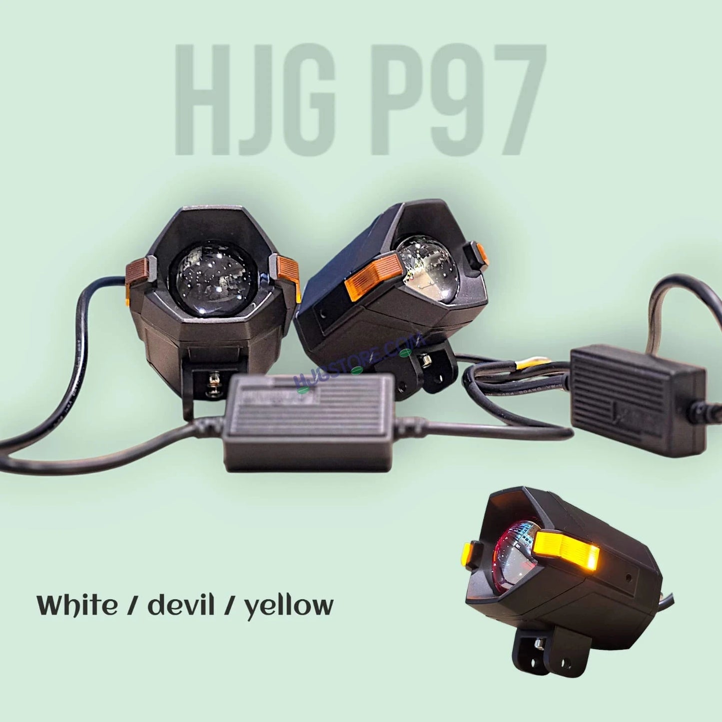 HJG NightBreaker Spaceship P97 Dual Projector Lens Foglight 100W Dual Lens Projector Lens Fog Light 100W Foglight Ultra Wide Dual Intensity LED Fog Lights White/Yellow Universal For All Cars & Bikes with Hazard Indicator LIU HJG P97 Foglight Red Amber DRL - HJGstore.com